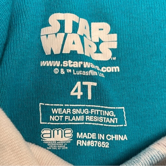 🤎EUC Star Wars Long Sleeve Pajama Top 4T 100% Polyester Non/Flame Resistant - Picture 3 of 3